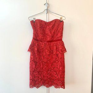 Red Lace Strapless Dress - Like New